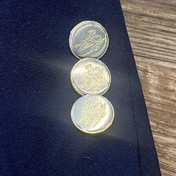 Vintage Burberrys’ Navy Blazer Pure Wool Gold Branded Buttons Jacket Mens Sz 50 - Picture 10 of 15